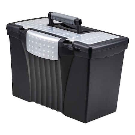 Storex Letter/Legal File Box, Plastic, Lid, Black, Polypropylene, 14.5" W, 10.5" D, 12" H, Black 61510U01C